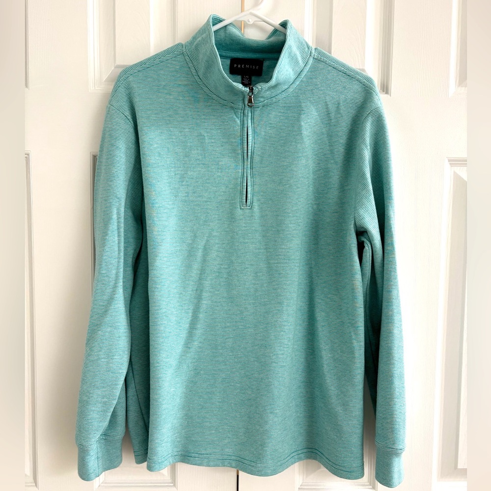 Premise Men's Teal Striped Pullover